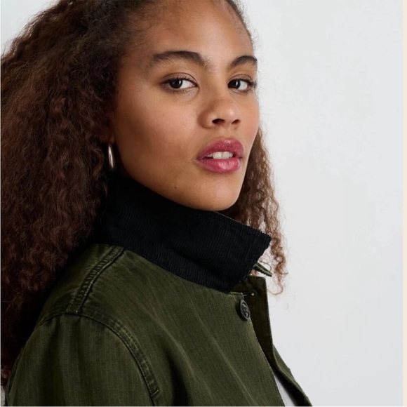 Alex Mill Britt Work Denim Jacket Size Medium in Herringbone Military Olive - Picture 10 of 11